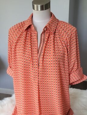 Max Studio Coral Printed Button-Front Shirt